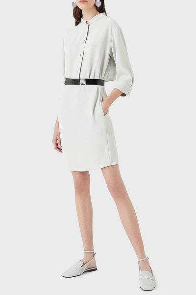 Emporio Armani Front Buttoned Regular Fit Three Quarter Sleeve Belted Dress Dress H3na2b C9900 602