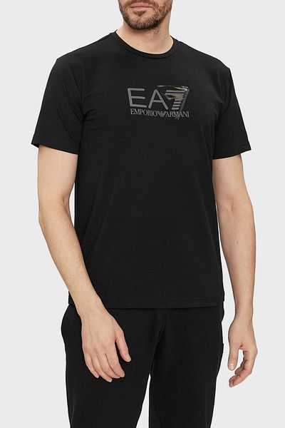 EA7 شعار القطن المخلوط طاقم الرقبة العادية تي شيرت مناسب للرجال تي شيرت 3DPT36 PJULZ 1200