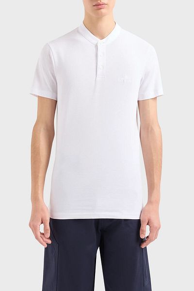 Armani Exchange Βαμβακερή κανονική εφαρμογή μπλουζάκια με γιακά πόλο Ανδρικά μπλουζάκια με γιακά POLO 3DZFHZ ZJXHZ 1100