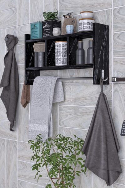 Genel Markalar Rafineri Tasarım Mutfak Rafı Çok Amaçlı Duvar Rafı Siyah