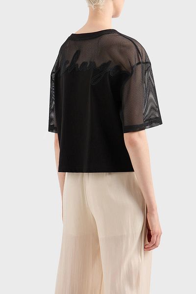 Armani Exchange تي شيرت قطني مريح برقبة دائرية