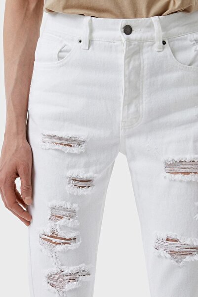 Armani Exchange Cotton High Waist Slim Fit Ripped Detailed J51 Jean Denim Trousers 3ryj51 Y1hrz