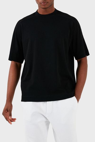 Emporio Armani Tricou oversize din bumbac cu gât crew pentru bărbați 3D1T76 1JWZZ 0999