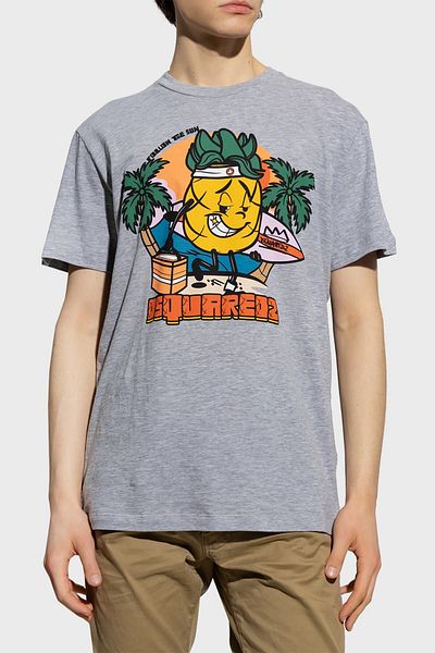 DSquared2 Printed Crew Neck Cotton Regular Fit T Shirt Men's T Shirt S71gd1263 S221468 57m