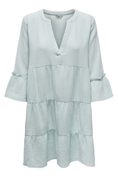 ONLY Onlthyra Mini-Minikleid mit V-Ausschnitt – Bio-Baumwolle, normale Passform 15267999