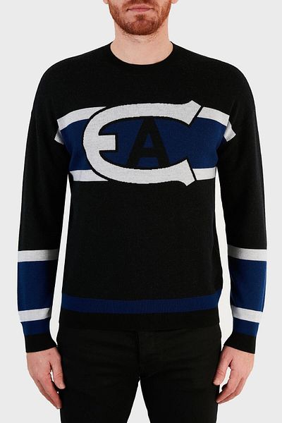 Emporio Armani Logo Printed 100% Wool Crew Neck Sweater Men's Sweater 6k1mxa 1msrz 0999