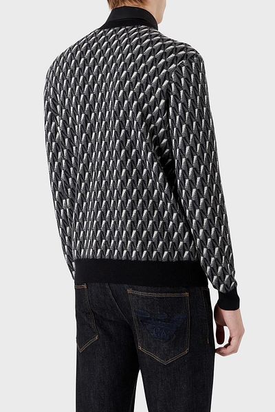 Emporio Armani Patterned Regular Fit Crew Neck 100% Wool Sweater Men's Sweater 6l1mxx 1mcqz F633