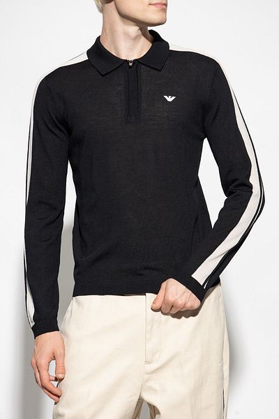 Emporio Armani Men's Brand Logo Long Sleeve Casual Black Sweater 6R1MU1 1MMHZ-0999