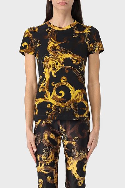 VERSACE JEANS COUTURE Tricou slim din bumbac cu model cu decolteu rotund 76HAH6D8 JS287 G8