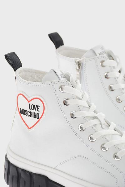 Love Moschino Logo Leather High Top Sneaker Shoes JA15595G1GIA0100