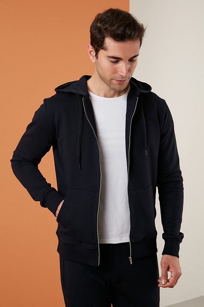 Exxe Pulover pentru bărbați, buzunar, cu fermoar, cu glugă, pentru bărbați 6141001
