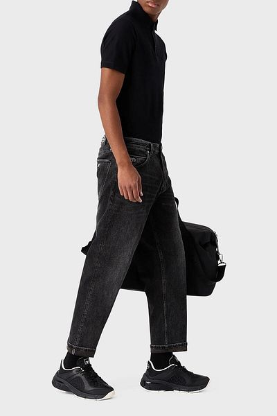 Emporio Armani J69 جينز رجالي من القطن المطاطي بخصر منخفض وفضفاض مناسب للساق 6R1J69 1DQVZ