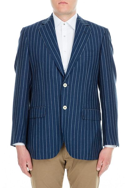 Pal Zileri Wool Striped Regular Fit Buttoned Fence Slit Jacket Men's Jacket Zox6412104000