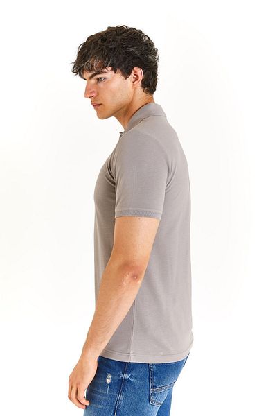 U.S. Polo Assn. ΒΑΣΗ. POLO ASSN. ΑΝΔΡΙΚΟ ΥΦΑΝΤΟ POLO ΛΑΙΜΟΣ ΣΚΟΥΡΟ ΓΚΡΙ T-SHIRT