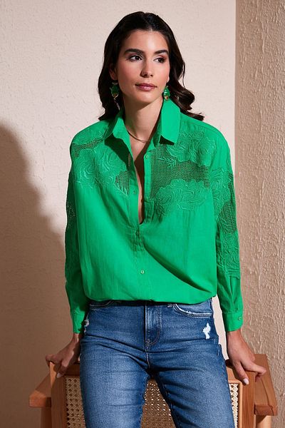 Lela Laced Cotton Regular Fit Thin Shirt SHIRT51442274