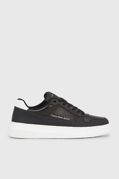 Calvin Klein Men's Black Sneakers with Brand Logo Suitable for Daily Use Ym0ym00873-0Gm