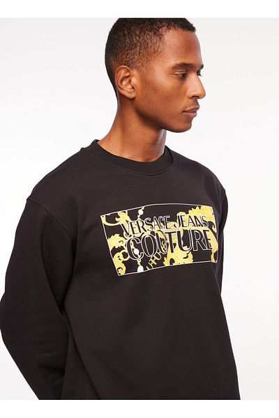 VERSACE JEANS COUTURE طاقم الرقبة البلوز الأسود للرجال 75gaie01cf02e899