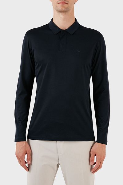 Emporio Armani Βαμβακερό μακρυμάνικο κανονική εφαρμογή μπλουζάκι πόλο ανδρικό μπλουζάκι με λαιμόκοψη POLO 6R1FA7 1JUVZ