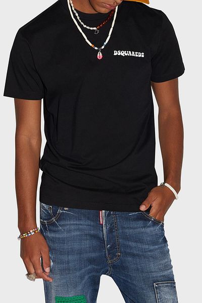 DSquared2 Tricou 100% bumbac, cu croiala normală, cu decolteu, Tricou bărbați S71gd1245 S23009 900