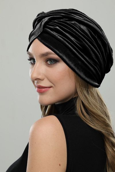 fidan bone Velvet Cross Black Ready-made Hijab Hijab Bonnet