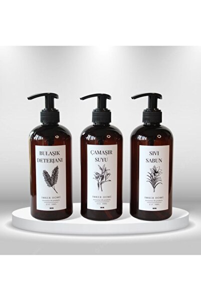 IMKER HOME Amber Kahverengi Pompalı Bulaşık Deterjanı Çamaşır Suyu Sıvı Sabun...