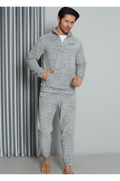 Akbeniz Ανδρική πιτζάμα WelSoft Fleece με φερμουάρ 6840