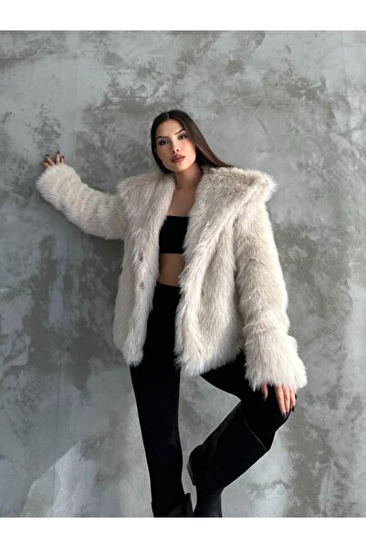 ASM Fashion Palton de blană de damă cu guler șal