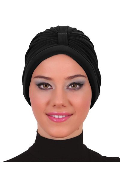 fidan bone Banded Ribbed Black Ready-Made Tursun Tusas and Bonnet