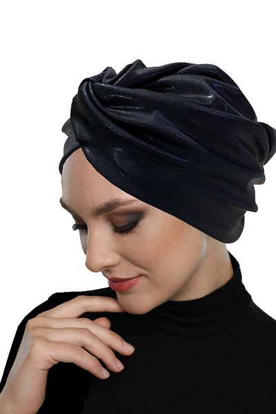 fidan bone Hooked, Sparkly Lined Black Ready-made Hijab Hijab Evening Dress Bonnet