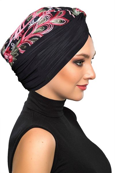 fidan bone Authentic Embroidery Motif Lined Ready Made Hijab Bonnet