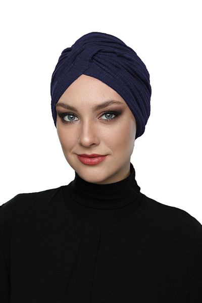 fidan bone Καπάκι πισίνας Hijab σε μπλε τουρμπάνι με χτενισμένη βαμβακερή επένδυση