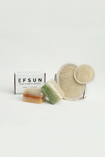 Efsun Premium Doğal Kabak Lifli Sabun Seti Doğal Kabak Lifi Banyo Kesesi Ve Kabak Lifli Yüz Kesesi