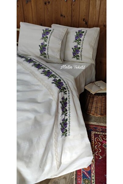 Pamuk Evim Buldan Işi Kanaviçeli Nevresim Takımı