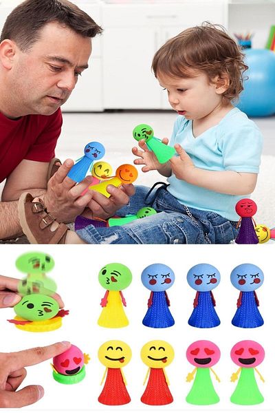 Bundera 15 Pieces Emoji Patterned Jumping Bouncer Toy Karne Gift for Birthday