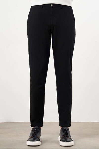 Morven Men's Black Summer Cotton Side Pocket Dynamic Fit Chino Pants