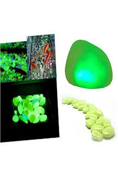 Bundera 50 Adet Fosforlu Akvaryum Çakıl Taşı Gece Parlayan Fosforlu Çakıl Taşları Parlak Fosfor Taş
