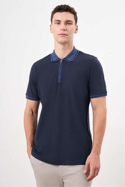 Morven Ανδρικό μπλουζάκι με γιακά πόλο Navy Blue Trend Dynamic Fit