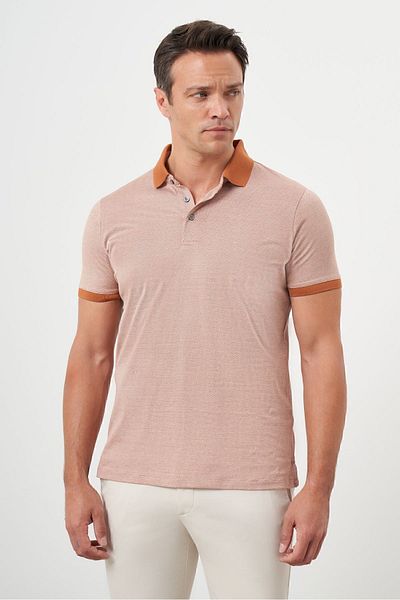 Morven Ανδρικό T-Shirt με γιακά πόλο με τάση πλακιδίων Dynamic Fit