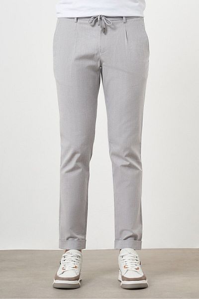 Morven Men's Gray Cotton Linen Trend Drawstring Jogger Slim Fit Sports Pants