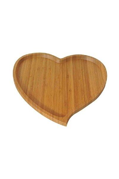 Bundeba Bamboo Heart Tray Tea Coffee Presentation Tray Dowry Wooden Bamboo Medium Heart Tray 23 Cm Decorative Wood