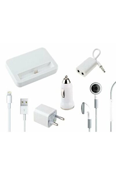 Bundeba Iphone 5/6/7 Aksesuar Şarj Aleti Seti Şarj Kablosu Kulaklık Usb Kablo Araç Çakmaklık Girişi Şarjı