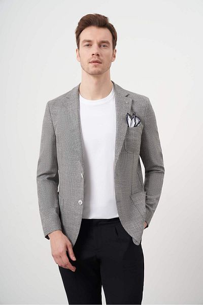Morven Men's Black Woven Slim Fit Bag Pocket Mono Collar Sports Jacket