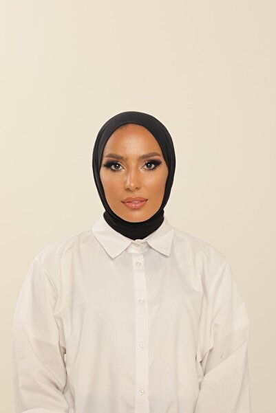 Beyzak Siyah Pratik Penye Şal - Kadın Tesettür Cırt Cırtlı Hijab Bone