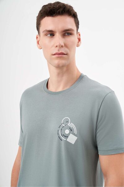 Morven Ανδρικό μπλουζάκι με μονό τζέρσεϊ με στάμπα με λαιμόκοψη Dynamic Fit