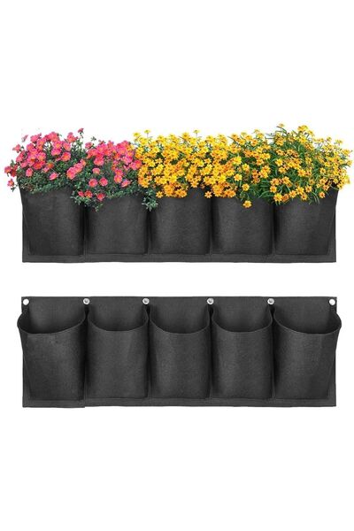 Bundeba Wazon Çiçeklik Bahçe Balkon Bitki Çiçek Saksı Standı Dekoratif Teras Balkon 5 Bölme Asılı Saksılık