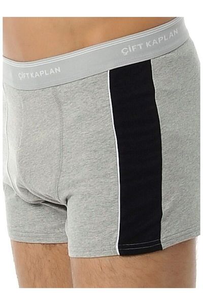 Çift Kaplan 5 Pieces Gray Piping Elastane Sporty Cotton Boxer Briefs