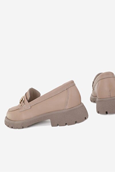 TUNAELLİ KADIN VİZON HAKİKİ DOĞAL DERİ 36-41 NUMARA TOKALI LOAFER AYAKKABI