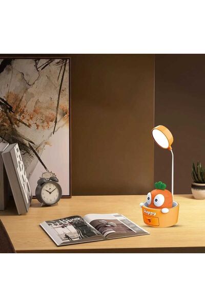 Menuzer Karikatür Havuç-Ananas Figürlü Oynar Başlıklı 3 Kademeli Led Şarjlı M...