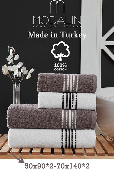 MODALİN 50x90 + 70x140 cm Set prosoape de baie 4 piese Elvin