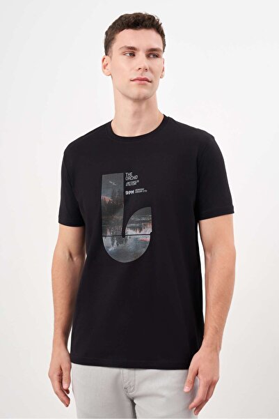 Morven Ανδρικό μπλουζάκι με μονό τζέρσεϊ με στάμπα με λαιμόκοψη Dynamic Fit